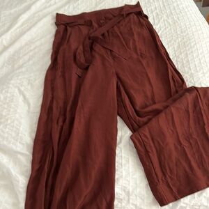 Free People wise leg deep rust silk pants